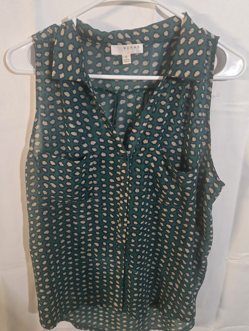 Kenar Teal Sleeveless Sheer Button-Front Sleeveless